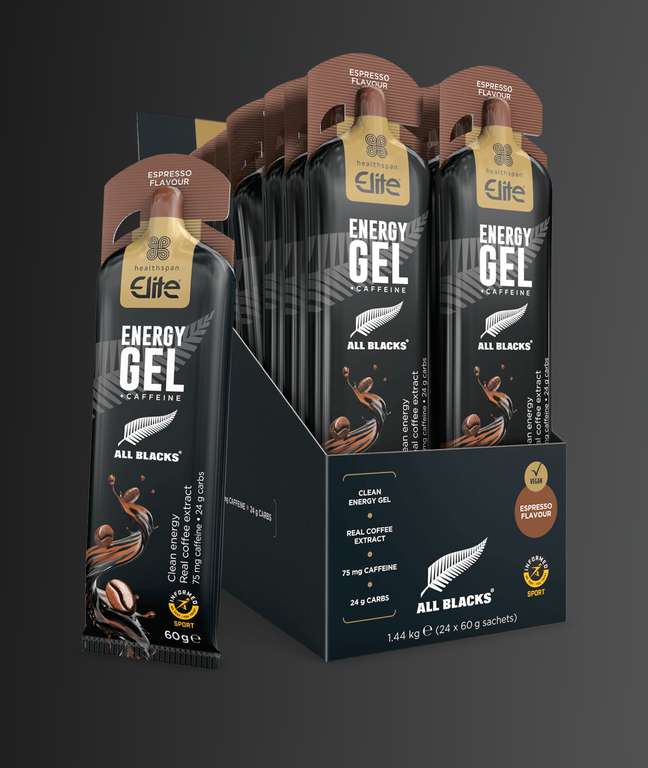 24X All Blacks Energy Gel + Caffeine − Espresso W/Code