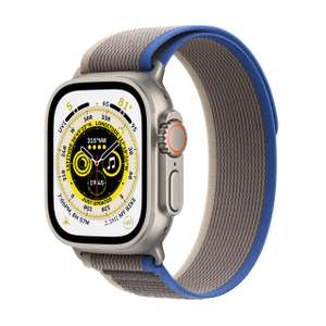 Apple Watch Ultra (GPS + Cellular, 49mm) Smart watch - Titanium Case with Blue/Grey Trail Loop - S/M