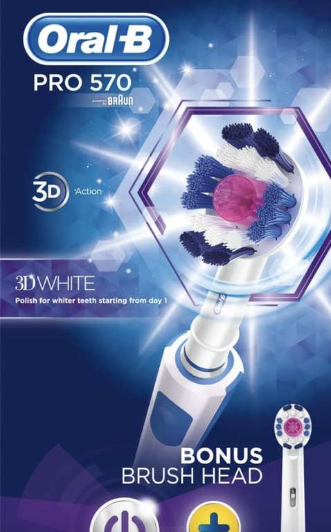 Oral-B Pro 570 3D White Electric Toothbrush - £19.99 +£3.95 delivery @ B&M