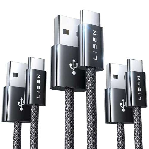LISEN USB to USB C Cable 3 Pack [1M+2M+2M] w/code sold by NoneSTOP