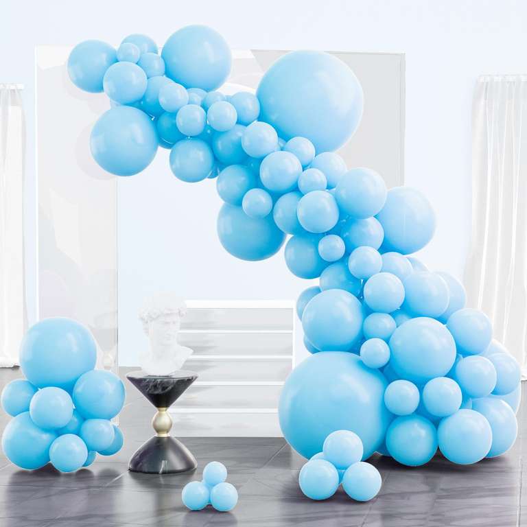 Light Blue Balloons (Matte), 102 pcs, Different Sizes Pack of 18/ 12 / 10 / 5 Inch for Garland, Arch, Party Decorations sold by PartyWoo/FBA