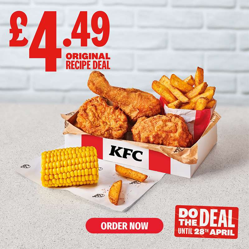 Grab KFC Original Recipe Deal at £4.49 - 3 Pieces, Fries, Side at KFC ...