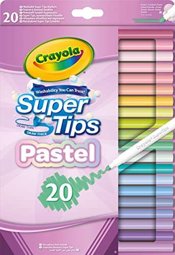 CRAYOLA Pastel SuperTips Washable Markers - Assorted Colours (Pack of 20) - £4.50 @ Amazon