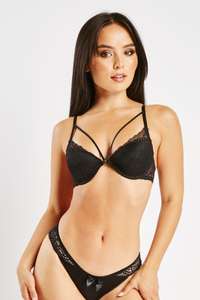 Lace Overlay Convertible Bra And Brief Set. In Black or Salmon