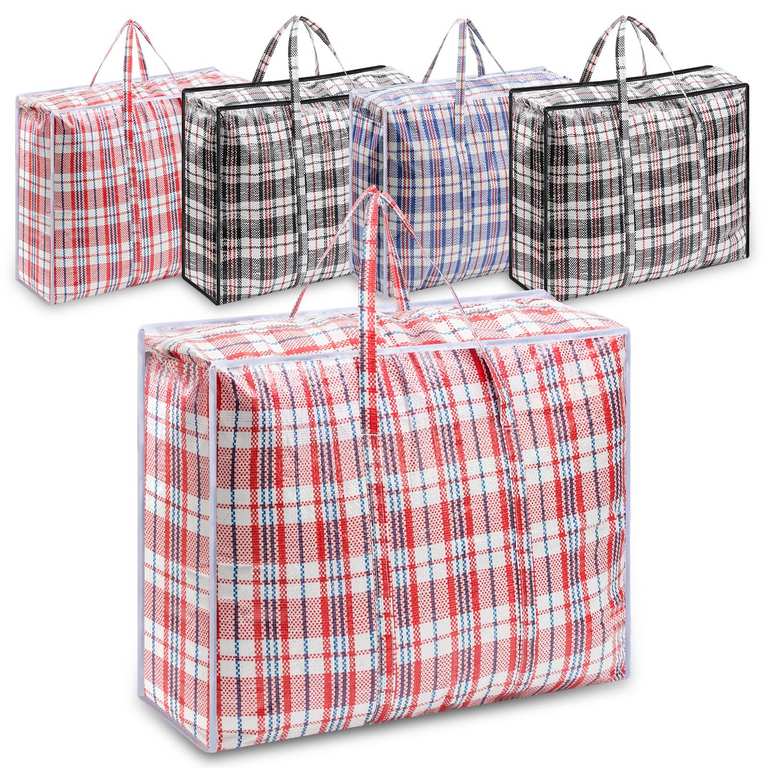 5 Pack XL Strong Laundry Storage Bags With Zip, 60 x 50 x 18cm Durable & Reusable, Reinforced Handles, Waterproof - Sold by Dntorx / FBA