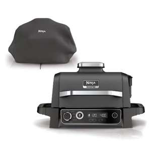 Ninja Woodfire Electric BBQ Grill, Smoker, Air Fryer and Cover Bundle - 3 Year Warranty - With Code