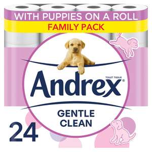 Andrex Gentle Clean Toilet Tissue, 24 Rolls