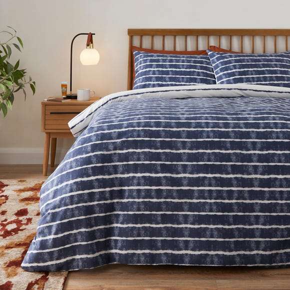 Kirby Stripe Navy Duvet Cover and Pillowcase Set Single £5.60 Double £8.40 with Free Click and Collect @ Dunelm