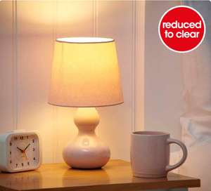 Wilko Ceramic Lamp Pink reduced to £4.20 with Free Collection @ Wilko