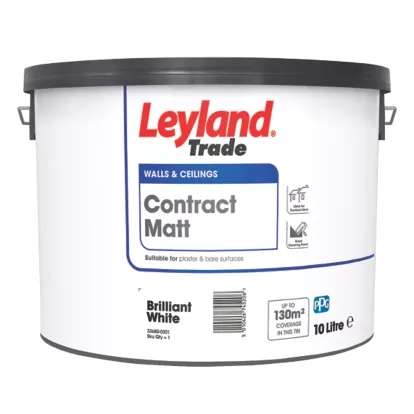 Leyland Trade Contract Matt Brilliant White Emulsion Paint 10LTR - 2 For £26 with click & collect @ Screwfix