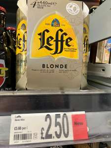4 pack 440ml Leffe Blonde scanning at £2.50 in store at Asda Lowestoft, plus qualifies as 4 packs for price of 3!!