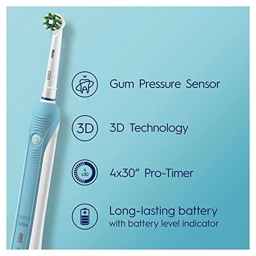 Oral-B Pro 1 Electric Toothbrush with Pressure Sensor, 1 Handle, 1 Toothbrush Head, 1 Mode with 3D Cleaning, 670, Blue £30 @ Amazon