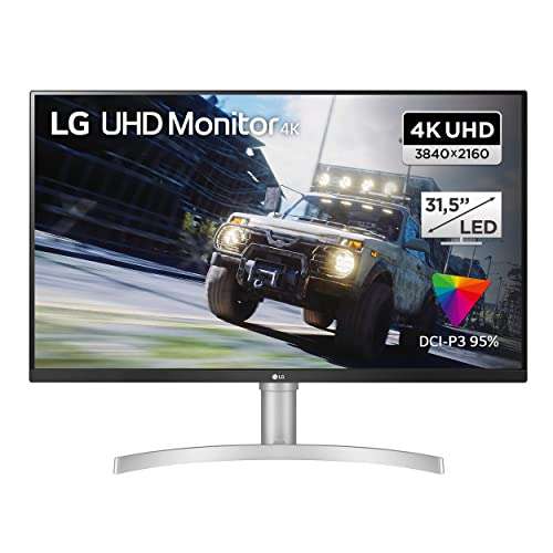LG UHD 4K Monitor 32UN550-W.AED 80 cm - 31.5 Inches, HDR10, AMD FreeSync, Maxxaudio, 350 cd/m², Silver White, Black