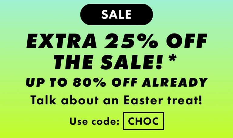 Extra 25% off the up to 80% off sale at ASOS with code £20 min spend @ Asos