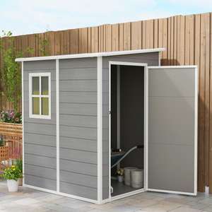 4 ft x 5 ft Outsunny Plastic Garden Shed, Lockable Tool Storage House Lean to Shed with Vent With Code Sold by 2011homcom (UK Mainland)