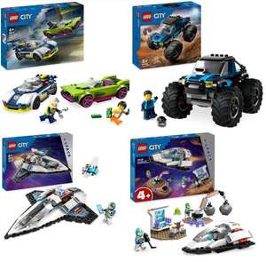 LEGO City - Police Car and Muscle Car Chase 60415/Monster Truck 60402/ Interstellar Spaceship 60430/Spaceship & Asteroid Discovery 60429