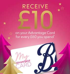 Receive £10 worth of advantage points for every £60 you spend on almost everything.