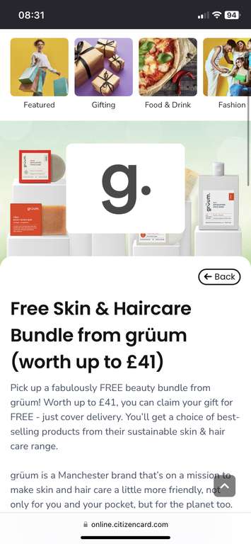 Free Gruum bundle worth £41 if you have citizen card - Just pay postage