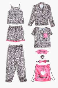 Older Girls 9-Piece Satin Leopard Print Pyjama Set 12-15 years £10 + £4.99 delivery @ Studio