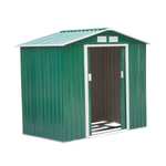 Outsunny 7' x 4' Metal Apex Storage Shed - Green use code