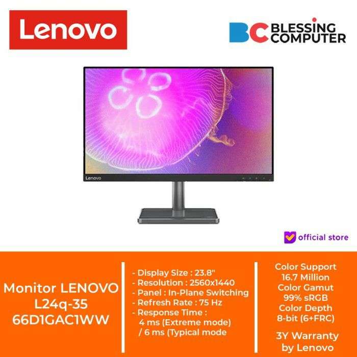 Lenovo L24q-35 23.8" 2K QHD Monitor (IPS, 75Hz) - £199 delivered by Lenovo