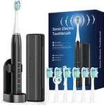 Sonic Electric Toothbrush With 6 Heads, 5 Modes, Timer, 60-Day Battery Power, Black & White, U17 - £9.99 @ Amazon