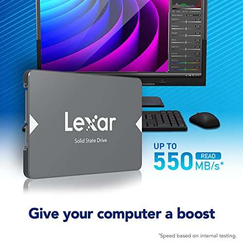 1TB - Lexar NS100 2.5" SATA III Internal SSD - 550MB/s, 3D TLC - £44.30 Sold by Amazon US @ Amazon