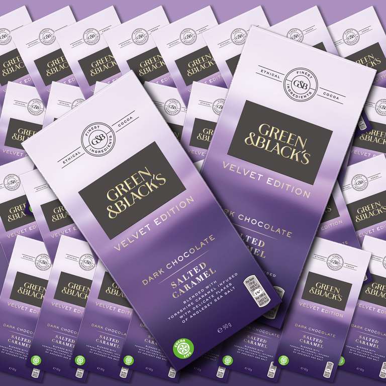 Green & Black's Velvet Edition Dark Chocolate Salted Caramel 90g 59p Each (£20 Min spend) [BBE 21/02/2023] @ Discount Dragon