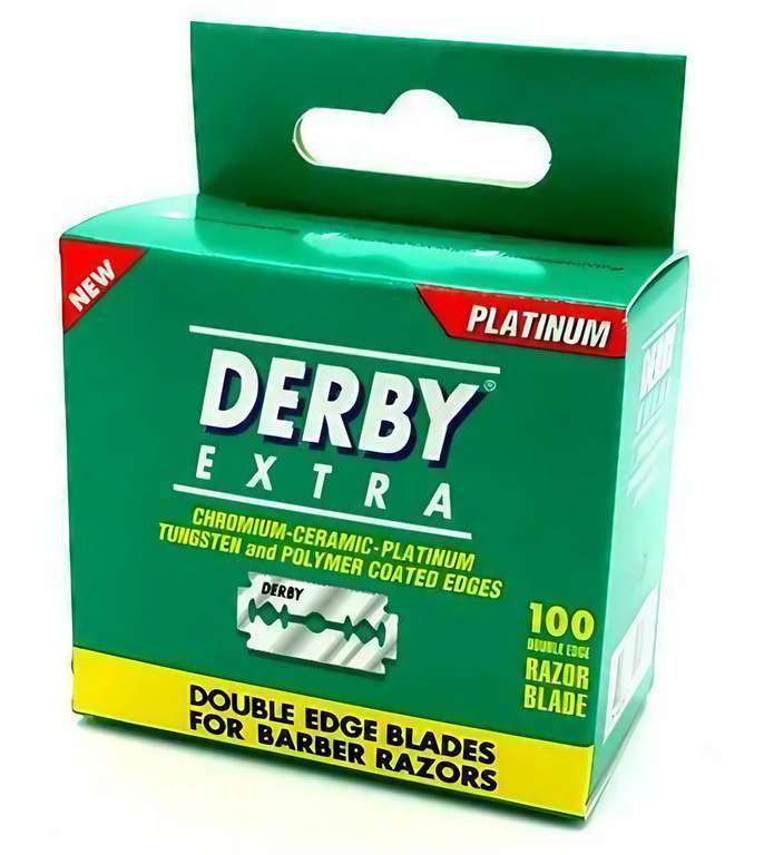Derby Extra Double Edge Safety Razor Blades, Silver, 100 Count (Pack of 1),Package May Vary