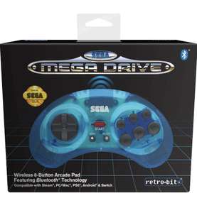 Retro-Bit Official SEGA Mega Drive Wireless Bluetooth Controller 8-Button Arcade Pad Clear Blue £9.99 free delivery @ Amazon