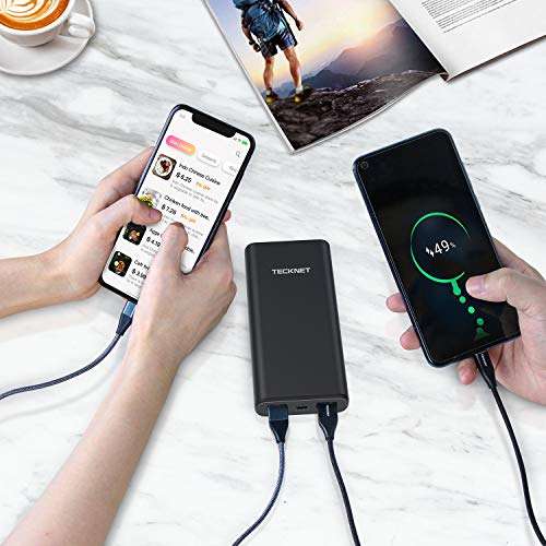 TECKNET Powerbank 20000mAh, Portable Charger PD2.0 with LED Indicator, Universal External Battery