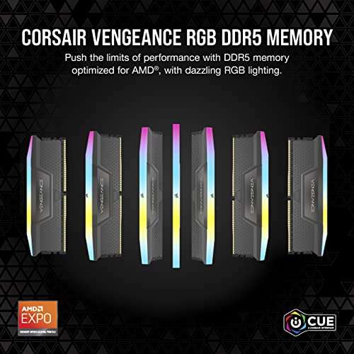 CORSAIR Vengeance DDR5 RAM 32GB (2x16GB) 6000MHz CL36 AMD Expo iCUE  Compatible Computer Memory - Gray (CMK32GX5M2D6000Z36)