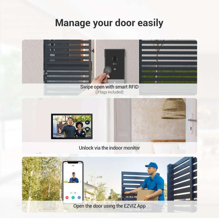 EZVIZ 2K Video Doorbell Camera Wired, 7-Inch Color Touch Screen, Human Motion Detection, 2.4/5G Dual-Band Wi-Fi, with code @ Ezviz Direct