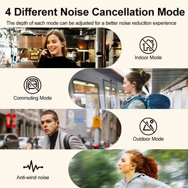 QCY HT07 ANC Wireless Earphones 40dB Noise Cancelling TWS Earbuds 6 Mic AI HD Call Bluetooth 5.2 HiFi Headphone 32Hr - QCY Official Store