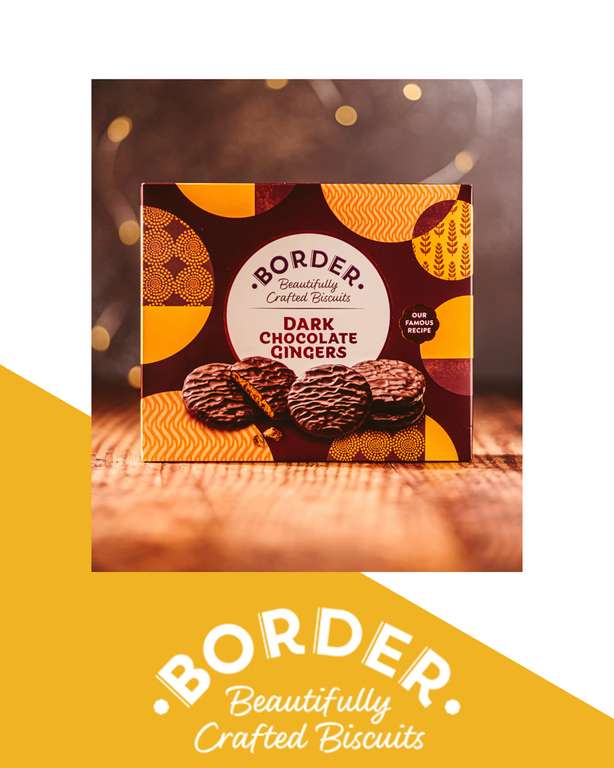 Border Luxury Biscuits - Dark Chocolate Gingers - made with Expertly Sourced Ginger & Rich Chocolate - Box to Share - 255g (Pack of 2)