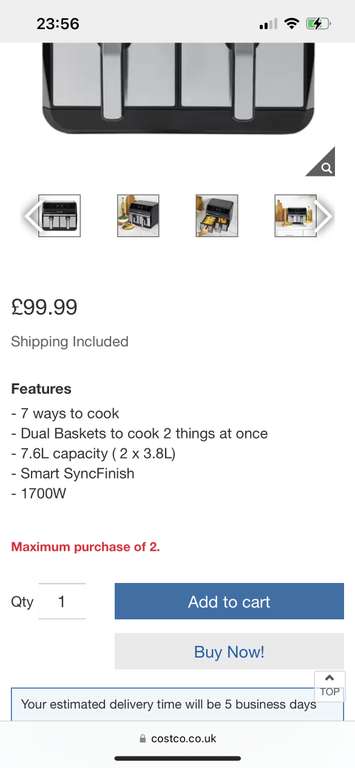 Sur La Table Dual Basket Air Fryer 7.6L £99.99 (Members Only) @ Costco
