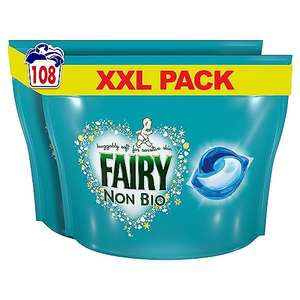 Fairy Non-Bio PODS, Washing Liquid Laundry Detergent Tablets / Capsules, 108 Washes (54 x 2) £20 / £19 S&S @ Amazon