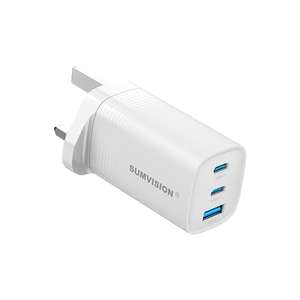 Sumvision Triple-port 65W GaN, PD 3.0 PPS 2.0, Quick Charge 4+, USB-C, USB-A Charger (sold by E Global Ltd) with voucher