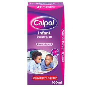 Calpol Infant Suspension Paracetamol, 2+ Months, Strawberry, 100ml - £3.50 / £3.33 Subscribe & Save (+ with 15 % Voucher S&S £2.79) @ Amazon