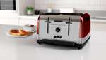 Morphy Richards Venture Red 4 Slice Toaster - Defrost Setting - High Lift Feature - 240133