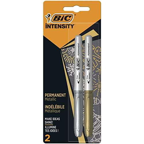 BIC Marking Metallic Colours Permanent Markers, Medium Bullet Tip Pens, Gold and Silver Colours, Pack of 2 - £1.43 @ Amazon