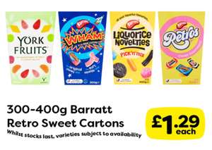 Barrett Retro Sweet Cartons York Fruits & Wham 300-400g