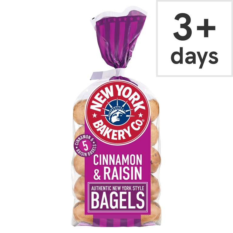 New York Bakery Cinnamon & Raisin Bagels 5 Pack clubcard price