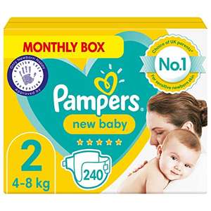 Pampers Baby Nappies Size 2 (4-8 kg / 9-18 lbs), 240 Nappies, MONTHLY SAVINGS PACK, Baby Essentials For Newborn