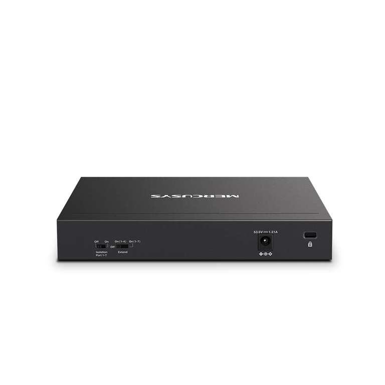 MERCUSYS 8-Port Gigabit Desktop Switch with 7-Port PoE+, PoE Power Budget 65W, compatible with 802.3af/at PDs