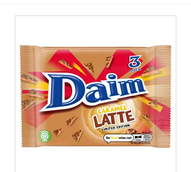 Daim Caramel Latte Limited Edition 3 x 28g (84g) 49p found in-store at Farmfoods Kirkintilloch