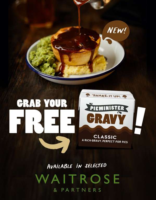 Free Pieminister gravy (£2.25) at Waitrose - Via redemption