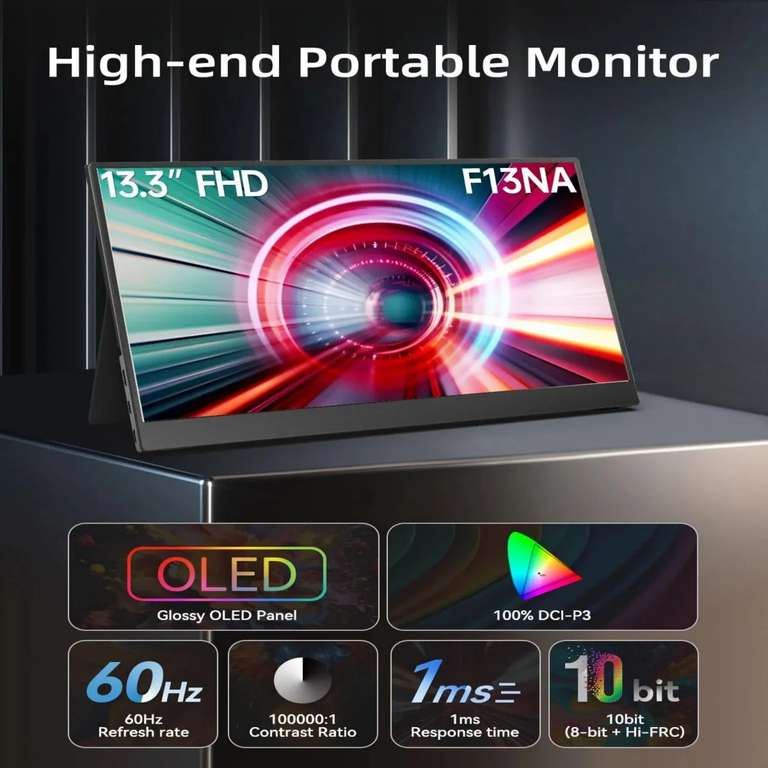 Bimawen 13.3inch OLED Portable Monitor with FHD Screen Response Time 1ms, using code @ Cutesliving Store