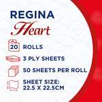 Regina Heart Kitchen Towels 20 Rolls 3Ply - £17.99 @ Amazon