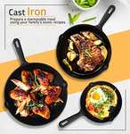 KICHLY 3 Pcs Cast Iron Skillet Set 10", 8" & 6" Pre-Seasoned Skillet Frying Pans for Indoor & Outdoor £19.97 @ Utopia Deals Europe / Amazon